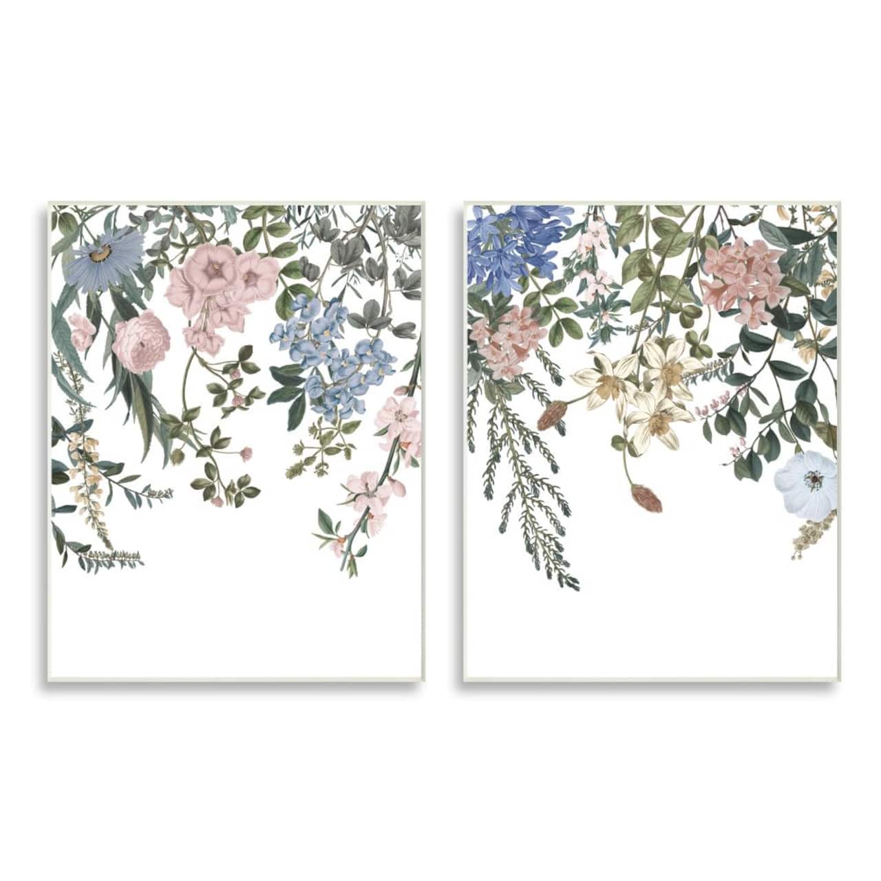 Stupell Industries Vintage Flower Vines Multi-Color Hanging Spring Floral,10" x 15"